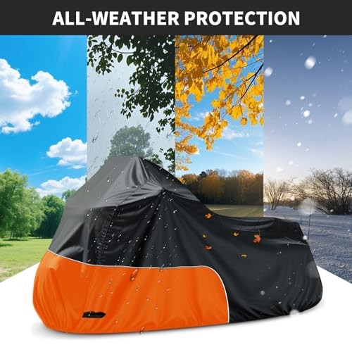 Motorcycle Cover Fits for Harley Davidson Road King Road 107″-Side Box Orange