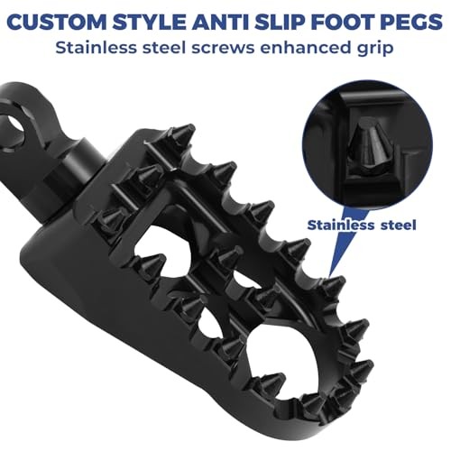 CNC Wide Foot Pegs, MX Foot Pegs 360° Adjustable Chopper Bobber Style Fit Black
