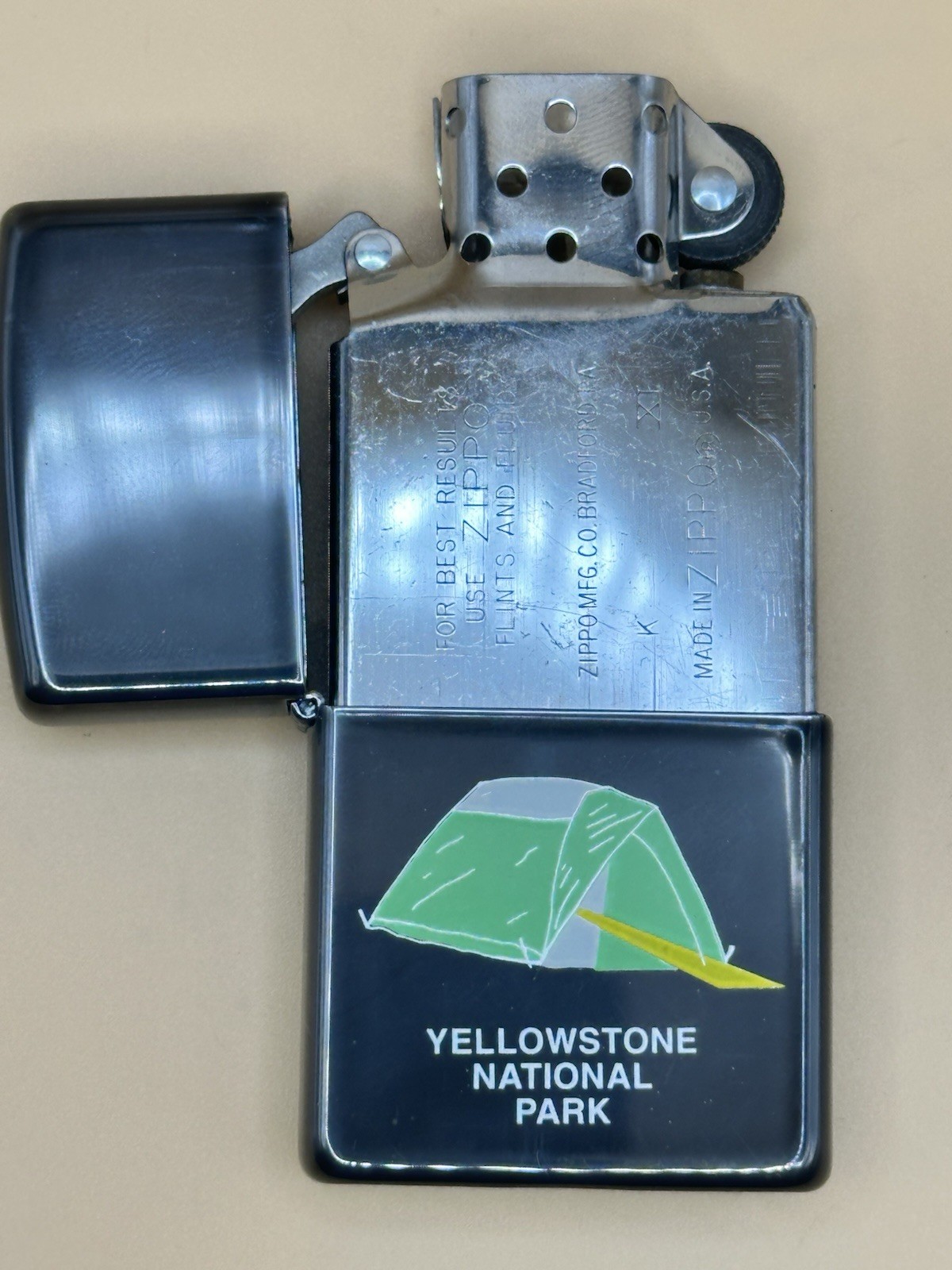 Vintage 1995 Yellowstone National Park Midnight Chrome Zippo Lighter NEW