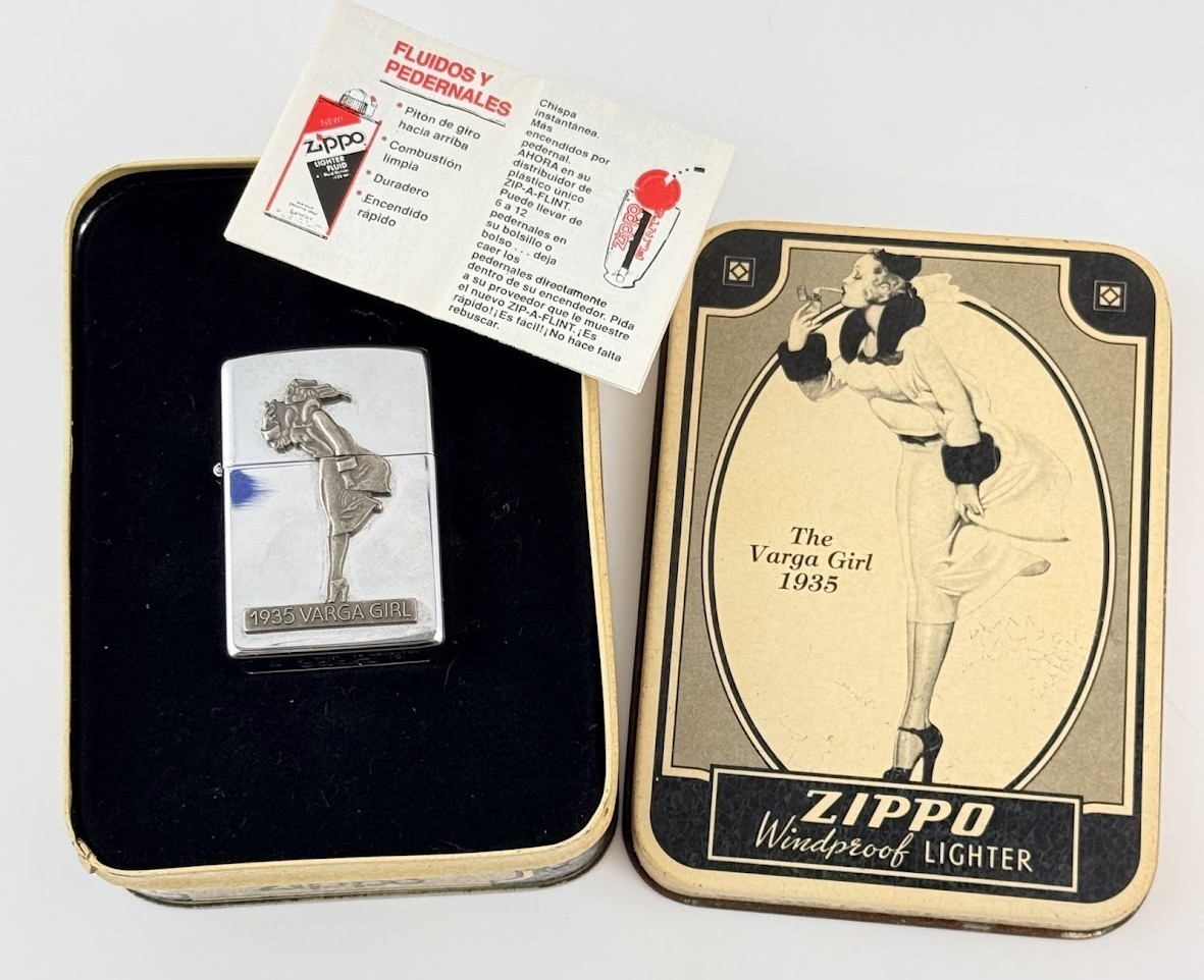 Vintage Zippo Varga Girl 1935 Lighter Tin Set