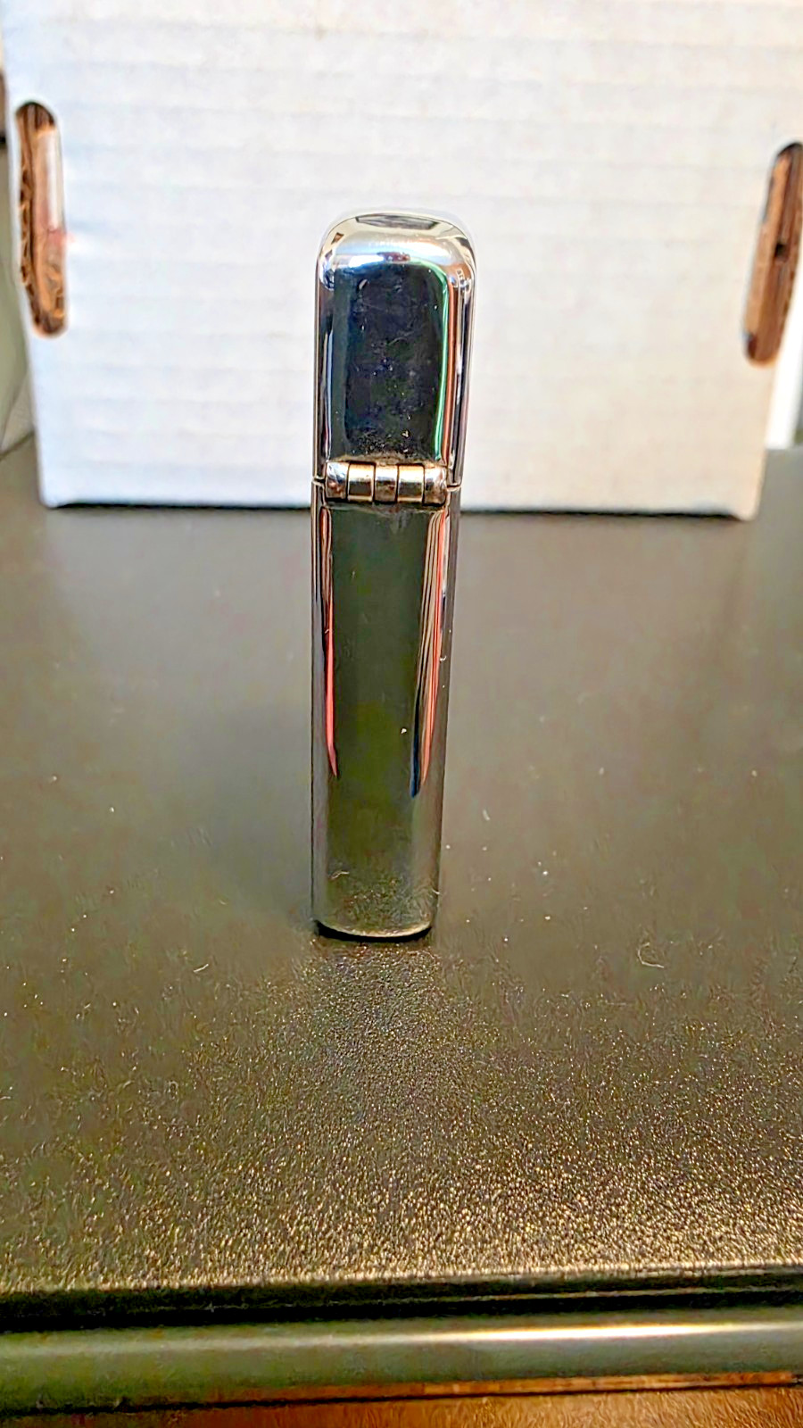 VINTAGE 1966 ZIPPO HIGH POLISH CHROME LIGHTER. FORMICA ADVERTISING. GREAT USED