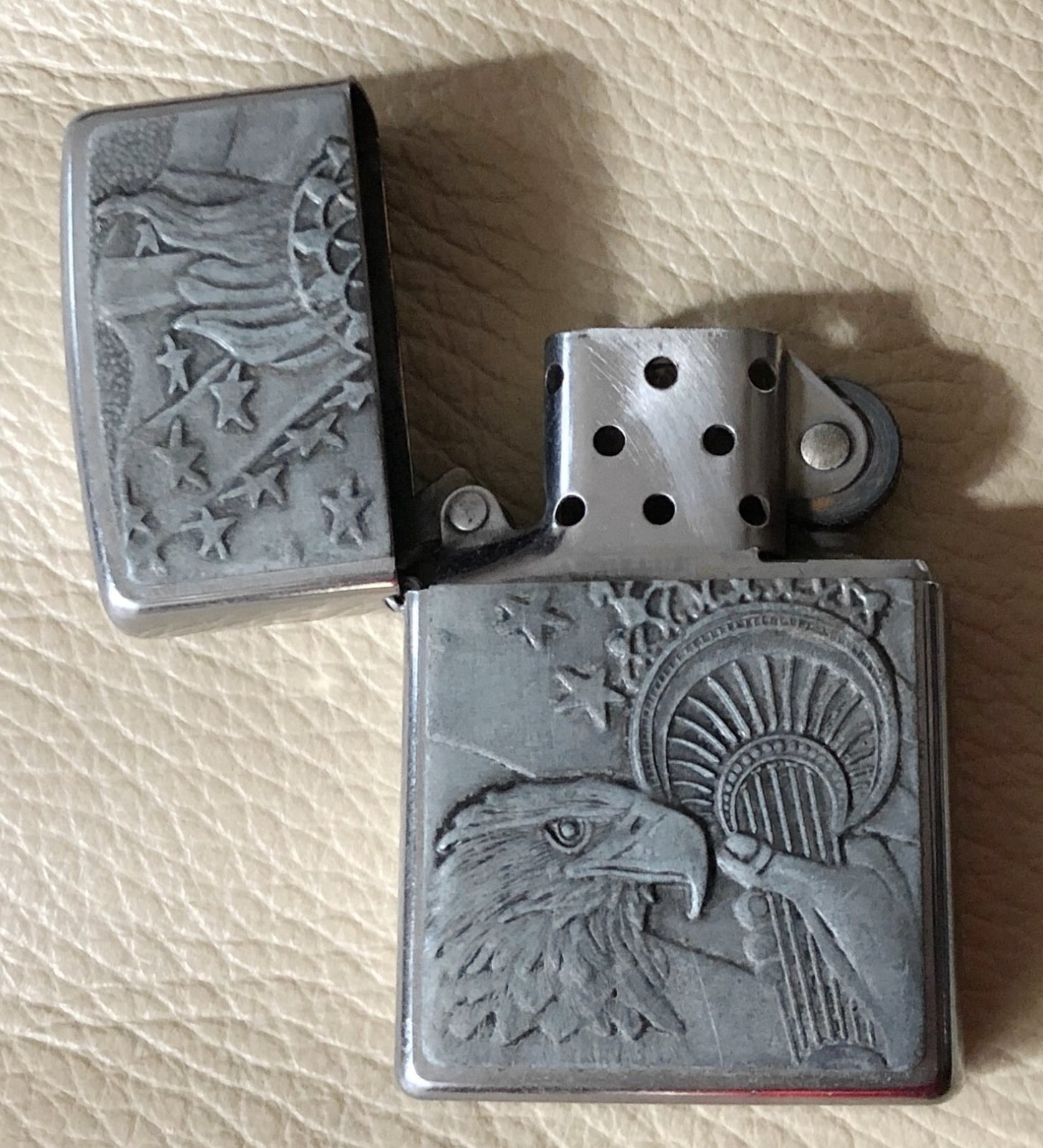 2012 ZIPPO Patriotic Cigarette Lighter: Raised Eagle & Stature of Liberty Torch