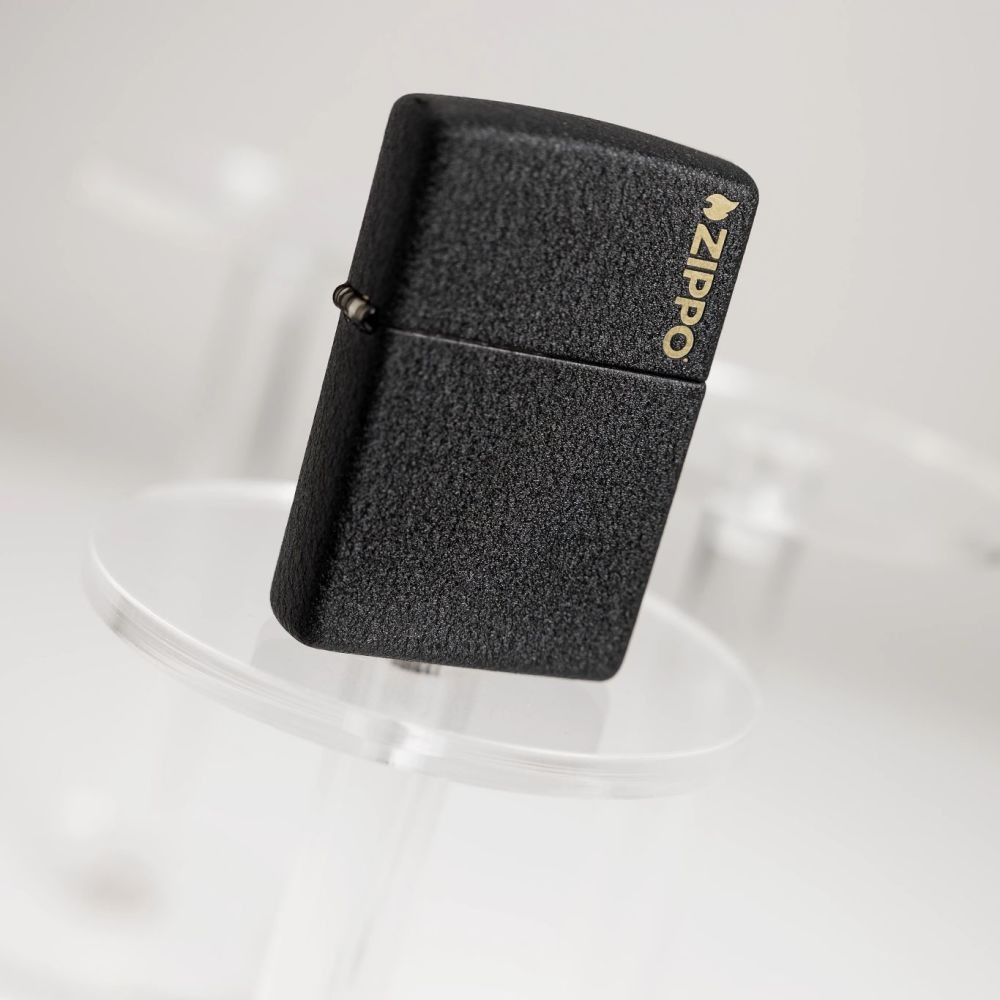Zippo Classic Black Crackle® Zippo Logo Windproof Pocket Lighter, 236ZL