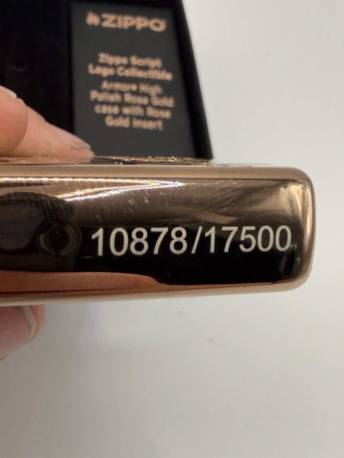 Zippo Script Logo Collectible Lighter Rose Gold Limited 10878/17500 New In Box