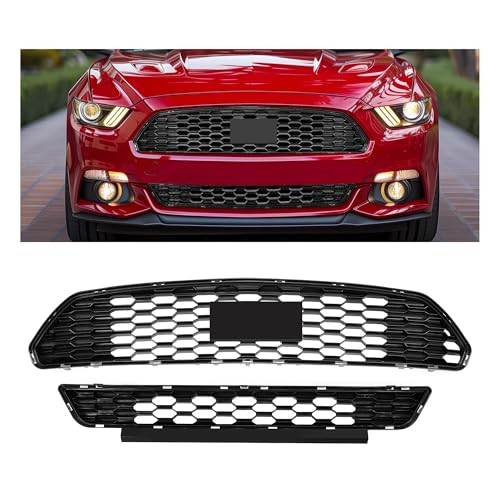 Front Upper+Lower Bumper Grille Compatible with 2015 Front Upper+Lower Grille