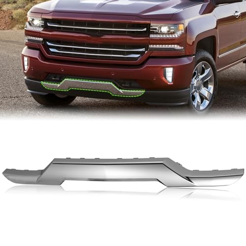 Duolctrams Chrome Front Bumper Skid Plate Panel Lower Cover Face Bar Compatible