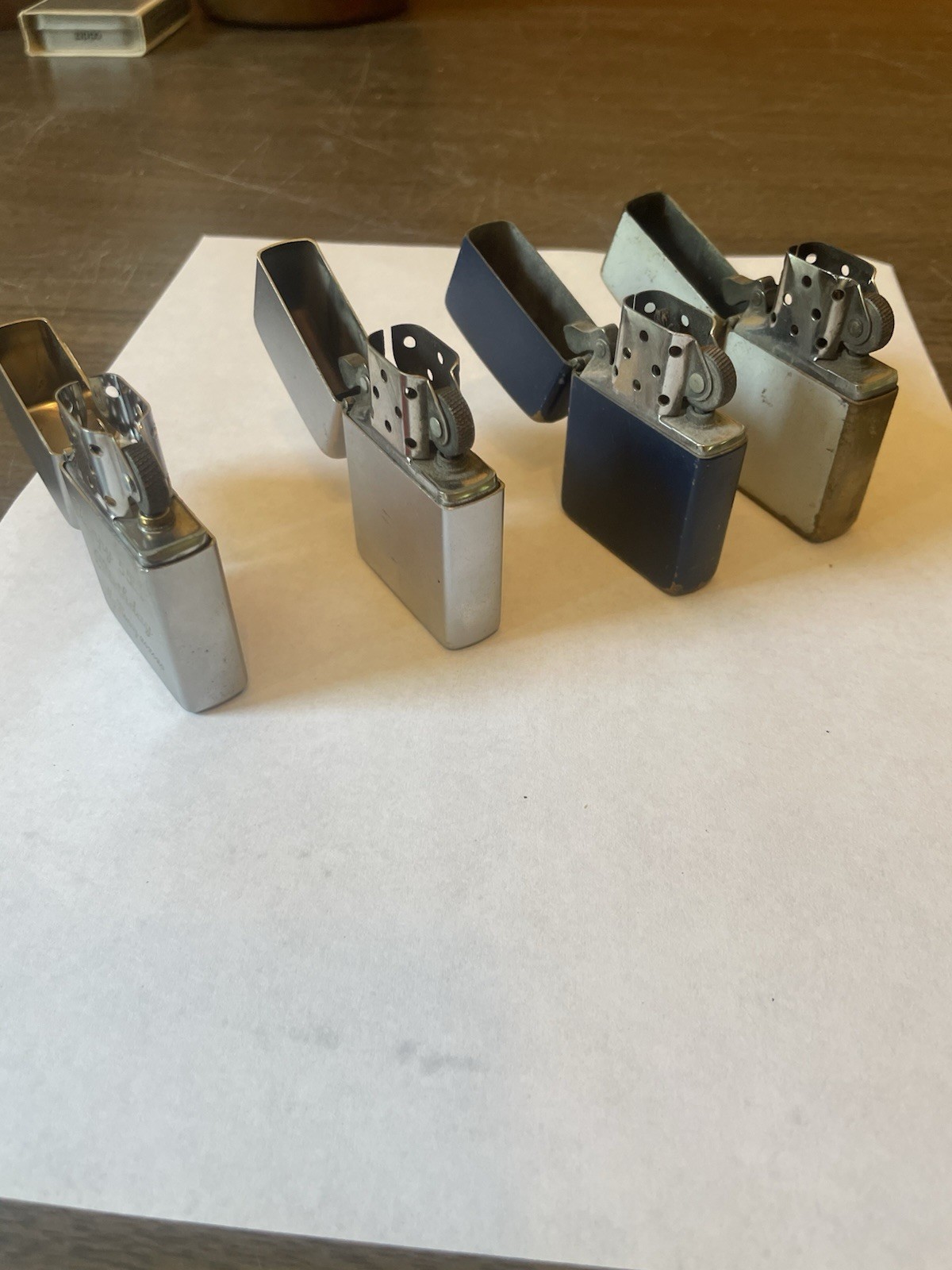 Zippo Lot of 4 Cigarette Lighters Engraved Plain Original Box Made in USA
