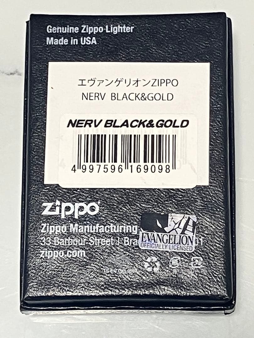 Evangelion NERV Zippo Lighter Black Titanium Gold Logo EVA STORE Original New