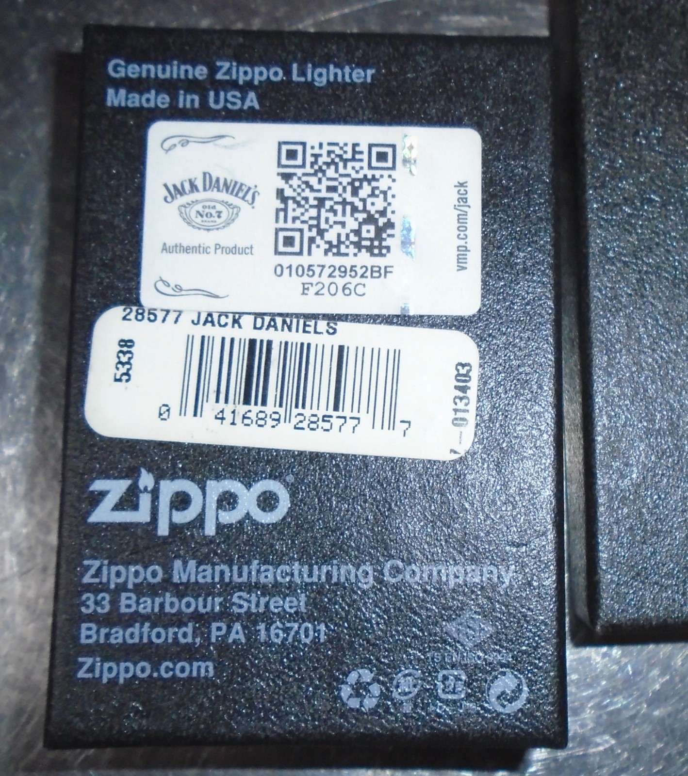 Zippo 28577 Jack Daniel’s Gray Dusk Lighter D 15 April 2015 New NIB