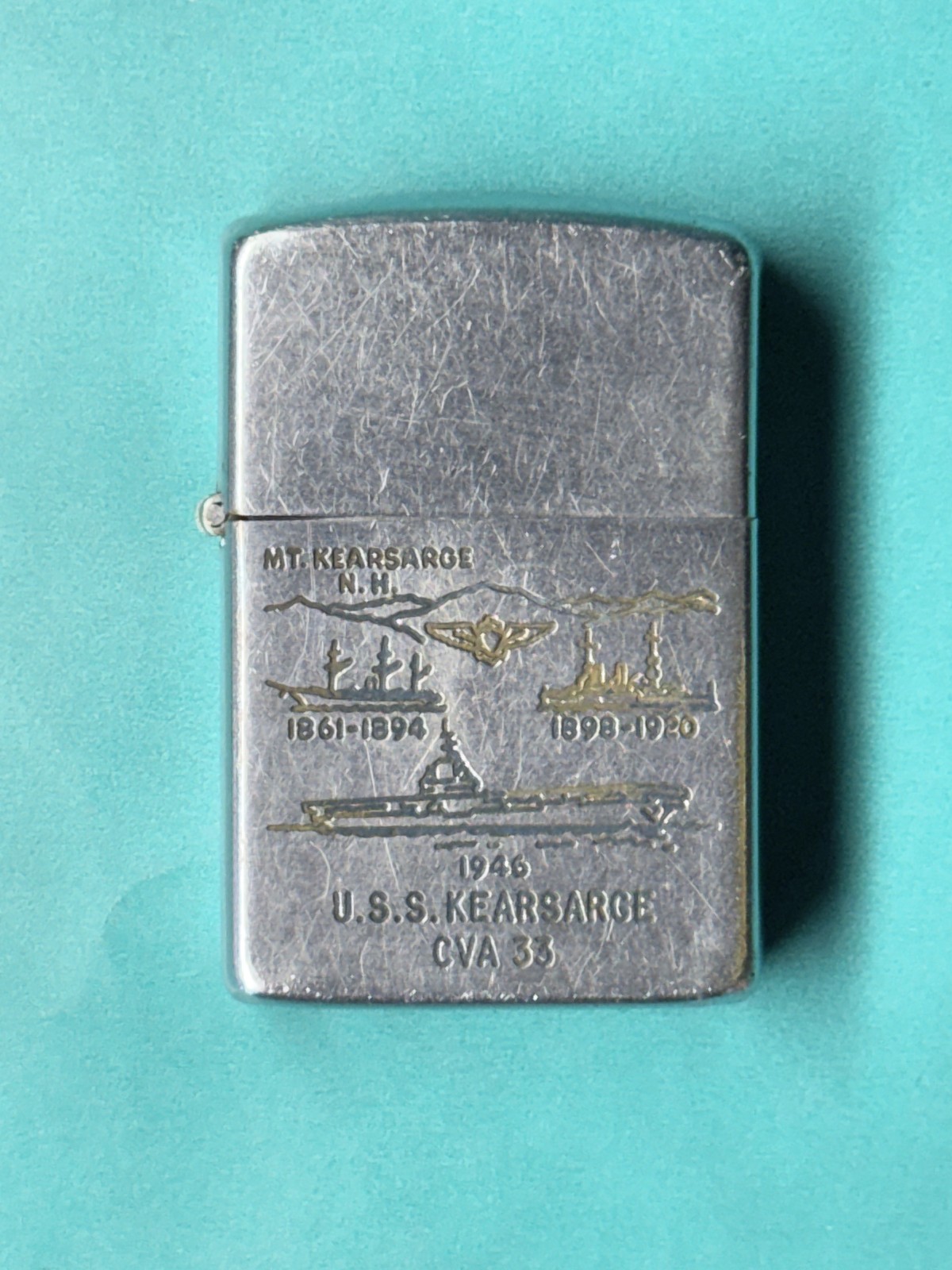 Vintage 1957 Zippo Lighter USS Kearsarge CVA-33 Navy Aircraft Carrier Military