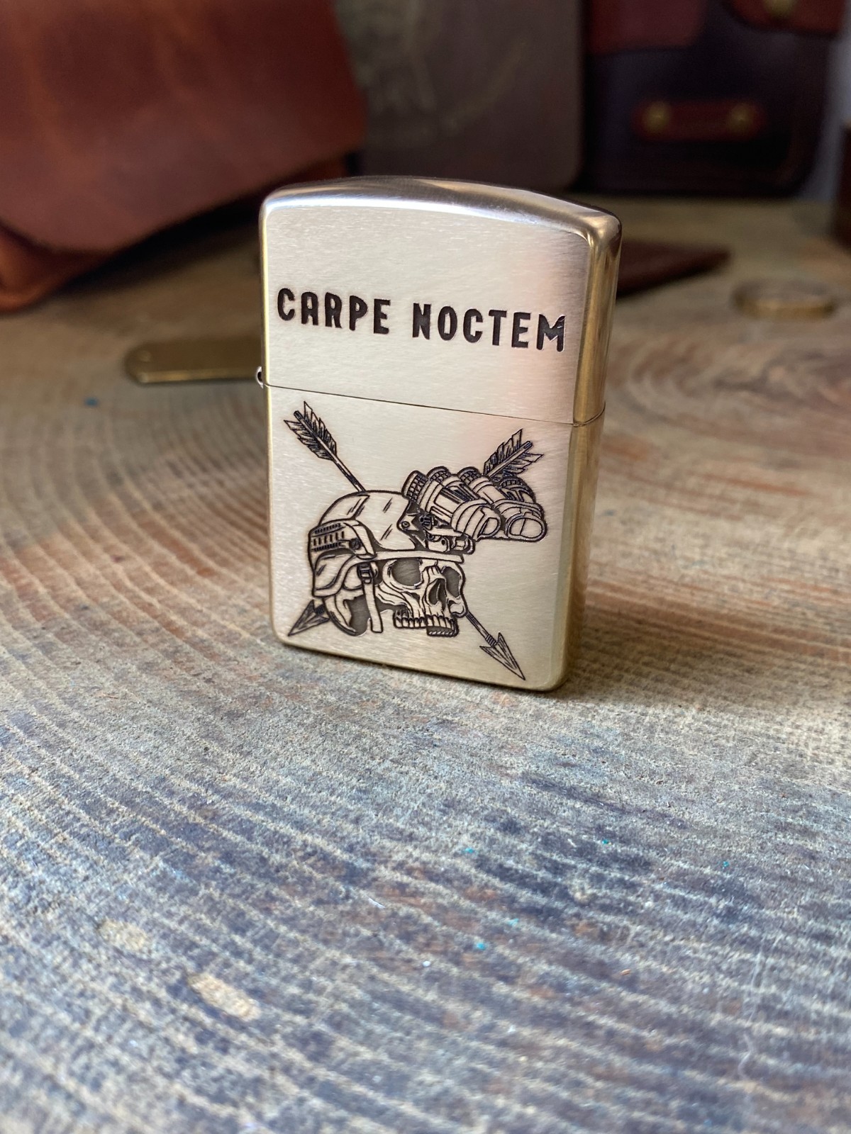 Carpe Noctem Custom Engraved Zippo | Solid Brass Armor Case | Made in USA