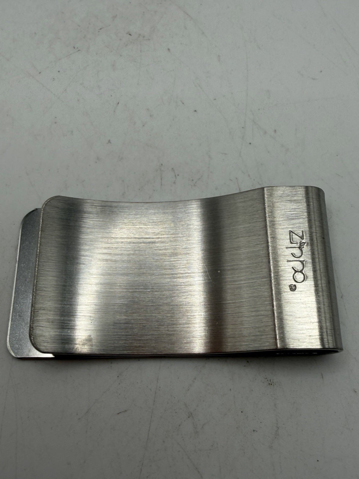 Vintage Blue Dog Bounty Advertising Chrome Zippo Money Clip New