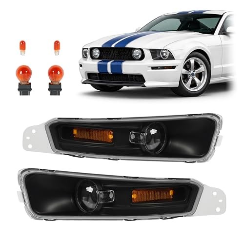 Pair Turn Signal Lights Compatible with 2005-2009 Clear Lens Black Housing