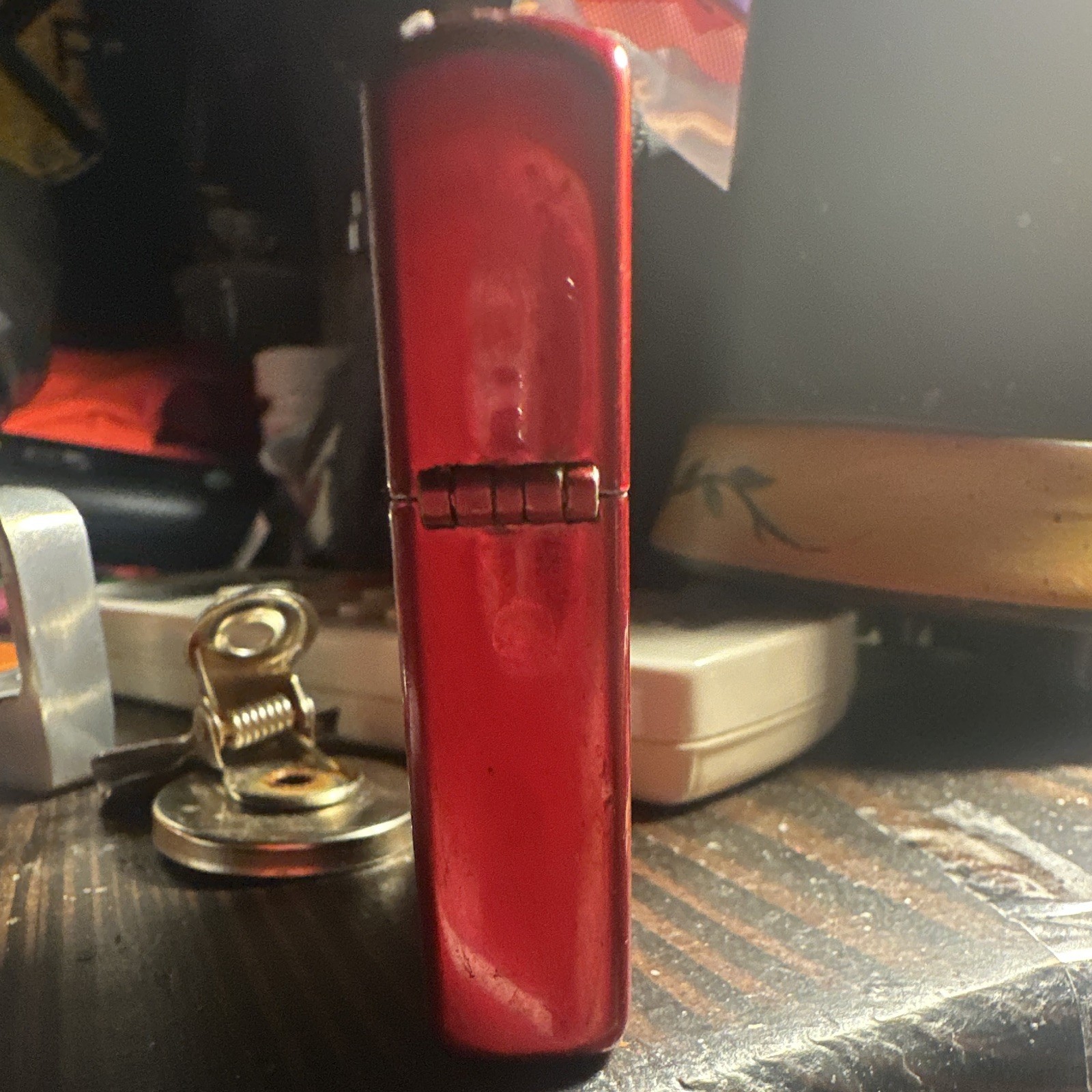 Zippo Red Lighter Made in U.S.A. Bradford, PA Bottom Stamp E 06