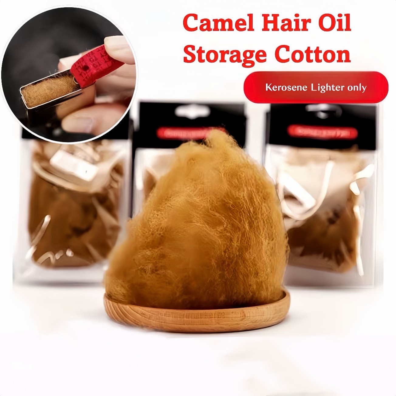 4-PACK Camel Wool Cotton Felt Wick Pads Repair Inserts for ZIPPO Lighter