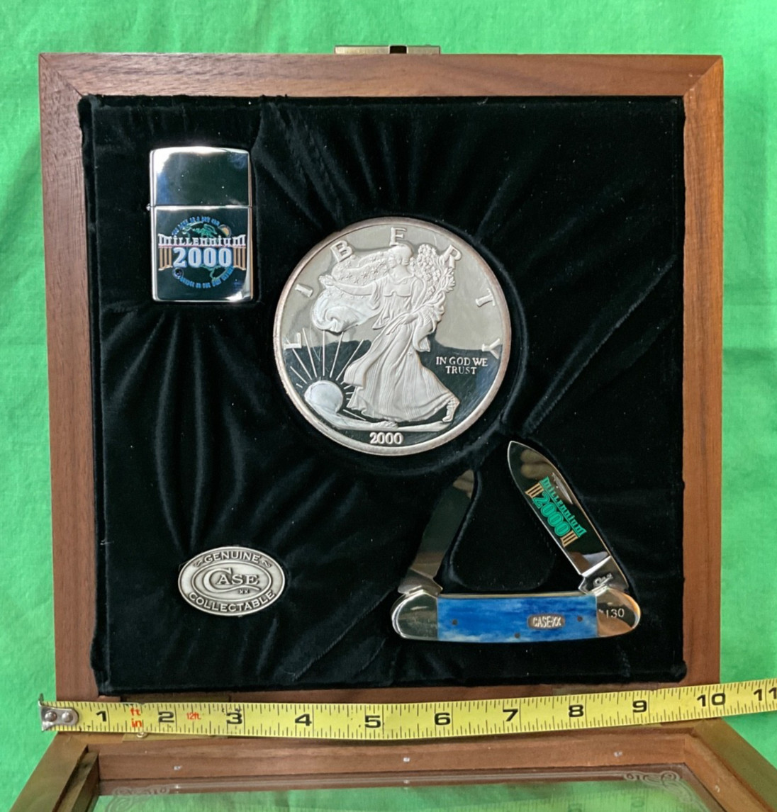 FINE SILVER .999 1/2 TROY LB COIN CASE & ZIPPO MILLENNIUM 2000 COLLECTABLE SET