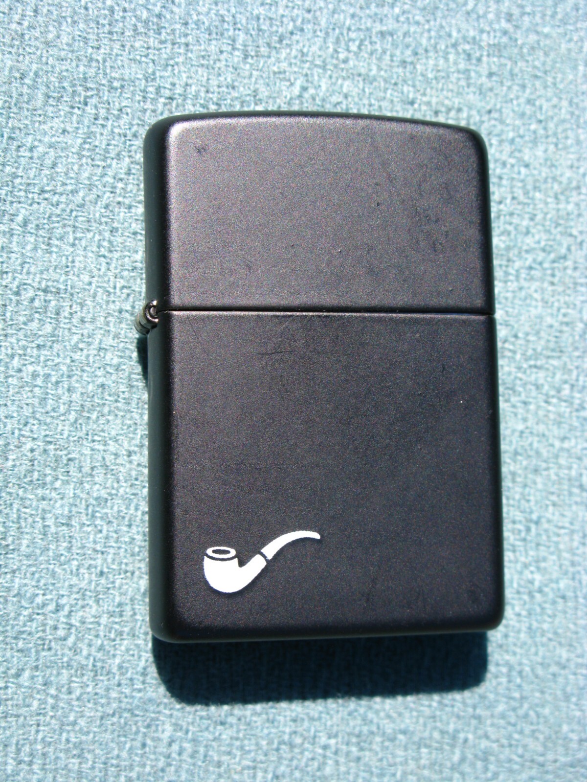 Vntage Zippo Pipe Lighter Black Matt over Brass Pipe Graphics LOOKS FIRED ONCE