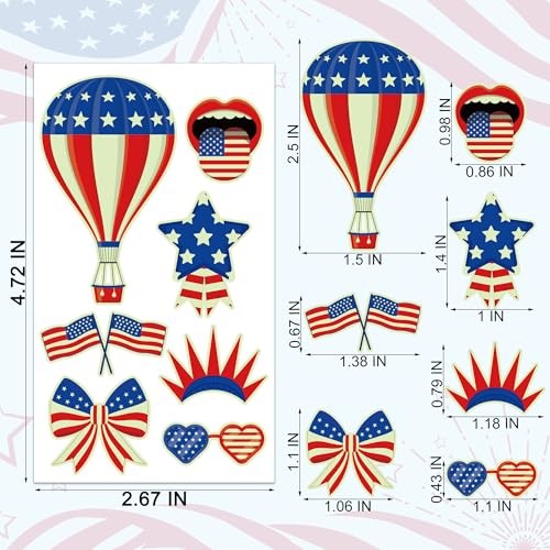 106 Packs Decorations Glow in the Dark Tattoos, Multiple Styles 4th of July