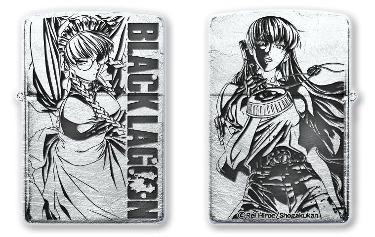 Zippo Oil Lighter Black Lagoon ROBERTA Silver Satin Process Etching Japan Anime