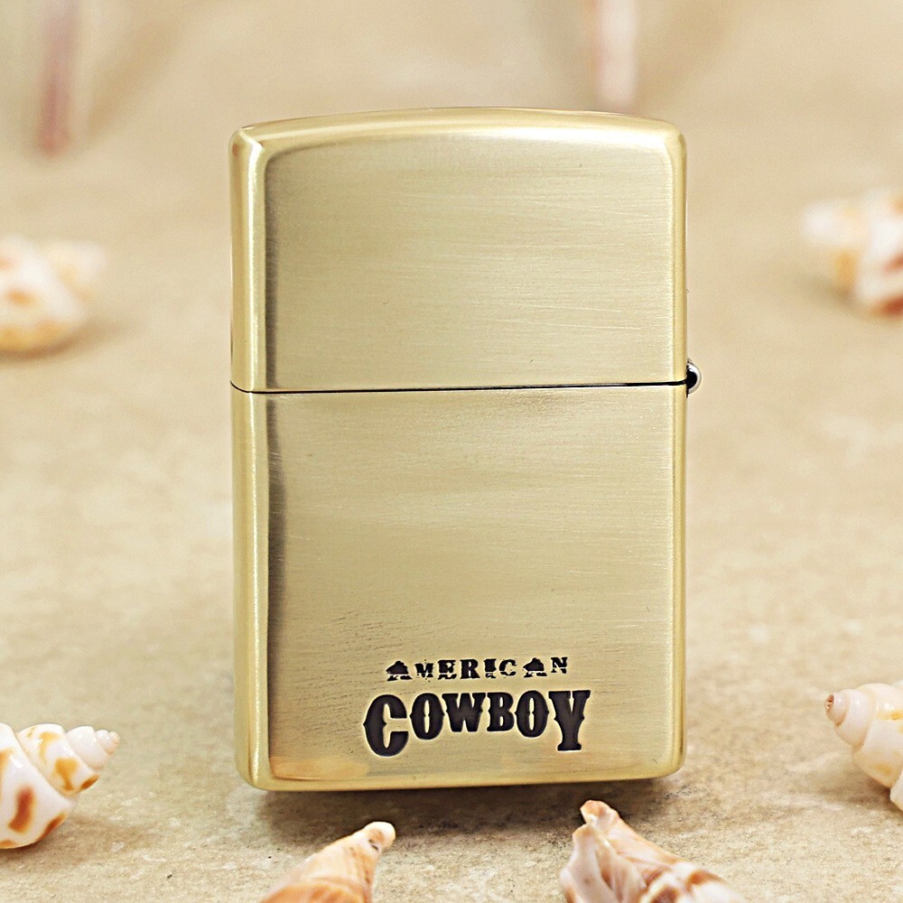Custom Zippo 205 Lighter – Cowboy Bar Scene w/ Metal Applique Woman