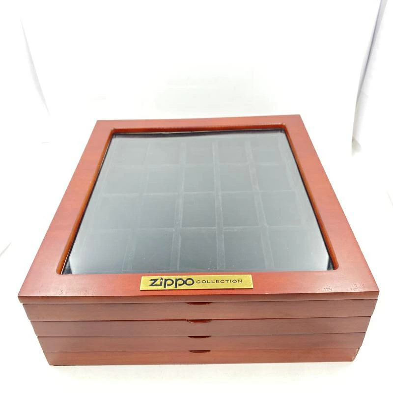 Zippo Goods Used Cracked Zippo Collection Wooden 4 Tier Case 24