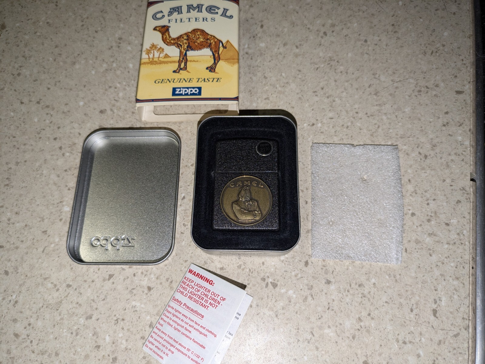 Vintage Camel Joe Brass Medallion On Textured Black Zippo Tuxedo Joe New In Box