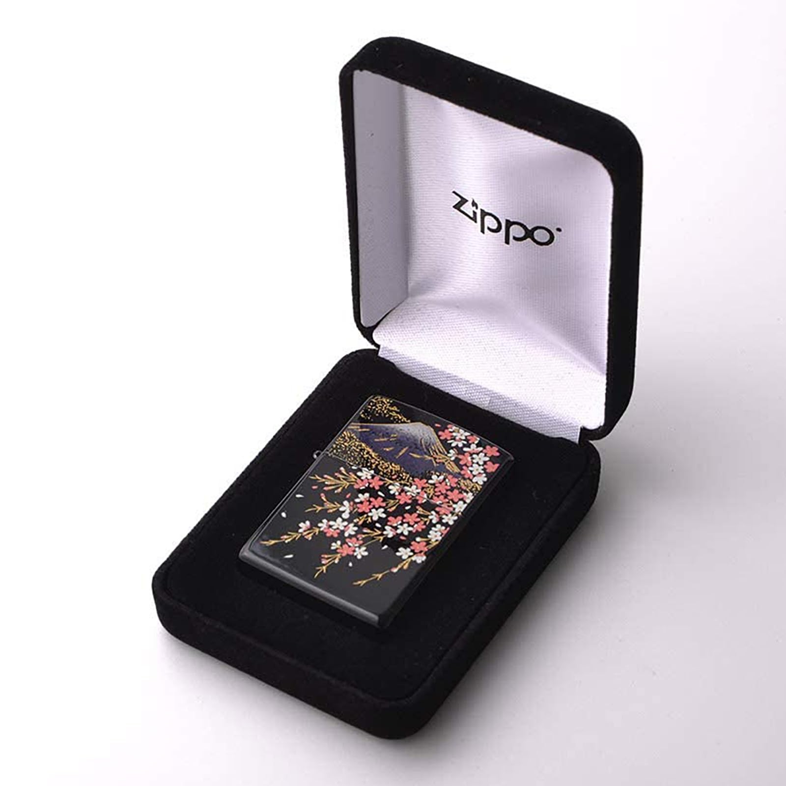 Zippo Mt. Fuji Sakura Makie Lacquer Gold Inner Unit Black Lighter Japan NEW