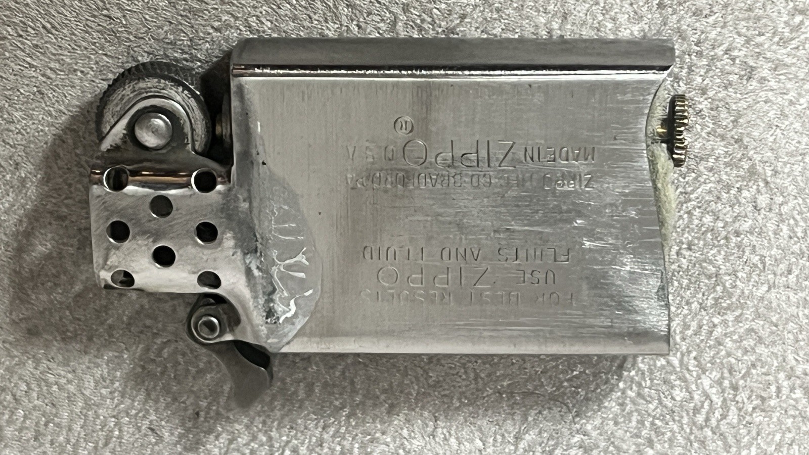 Vintage 1973 Zippo Lighter Slim Chrome Pin Stripe Works Great