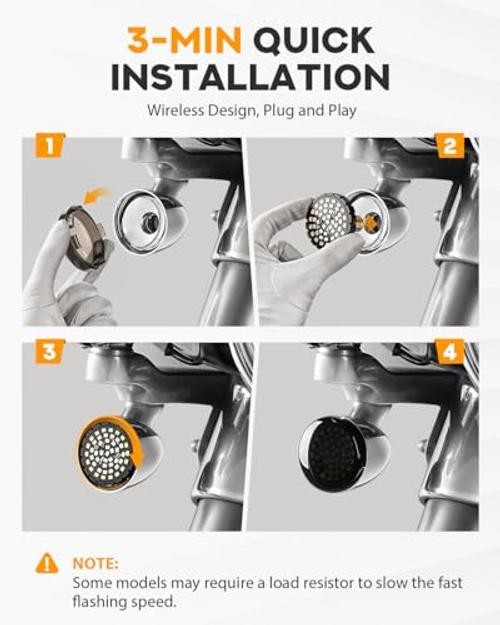 Upgrade 2″ Motorcycle Rear Turn Signals with Smoked Lens Covers 1157 LED
