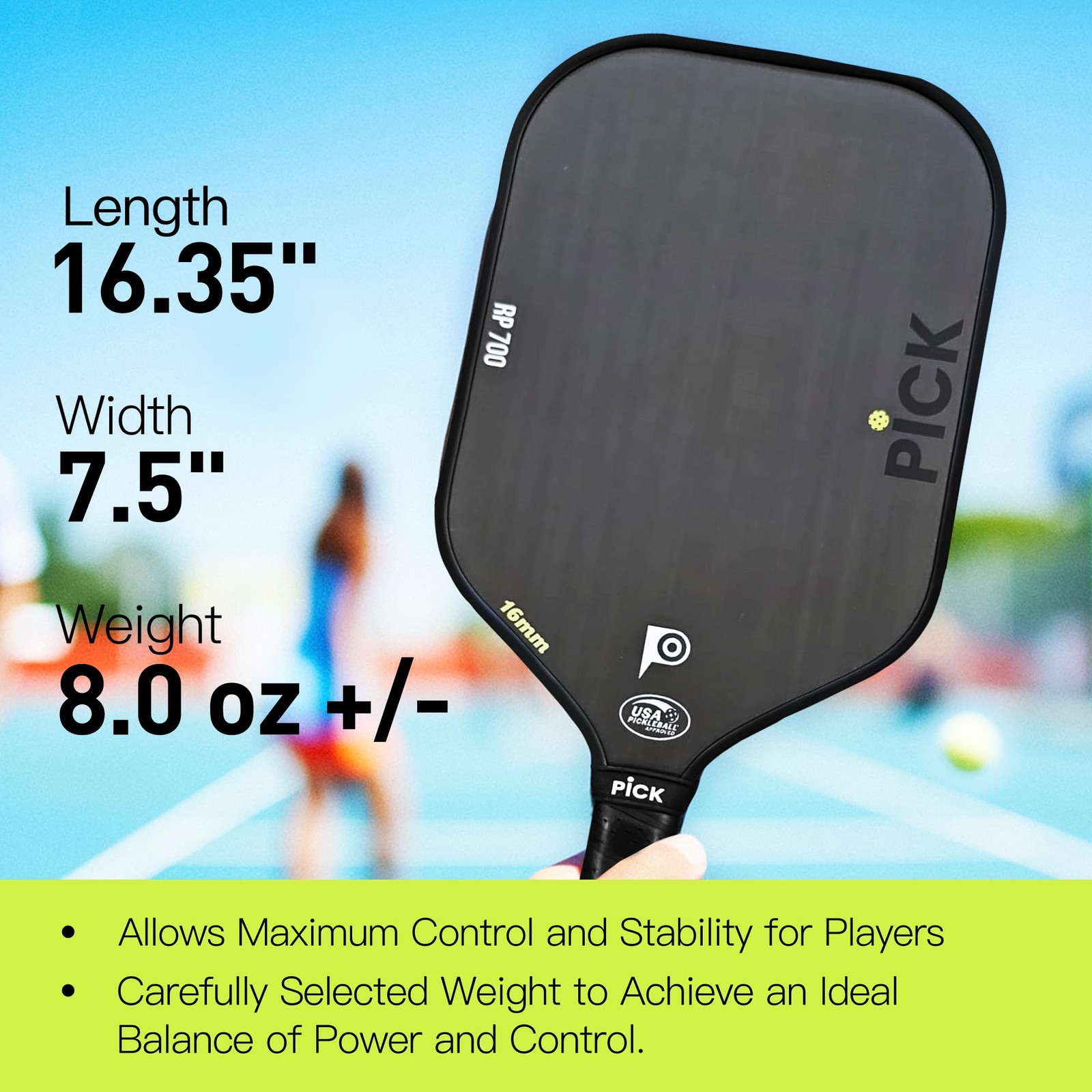 Pick Rp700 Professional Raw Carbon Fiber Paddles 16Mm Polypropylene Honeycomb