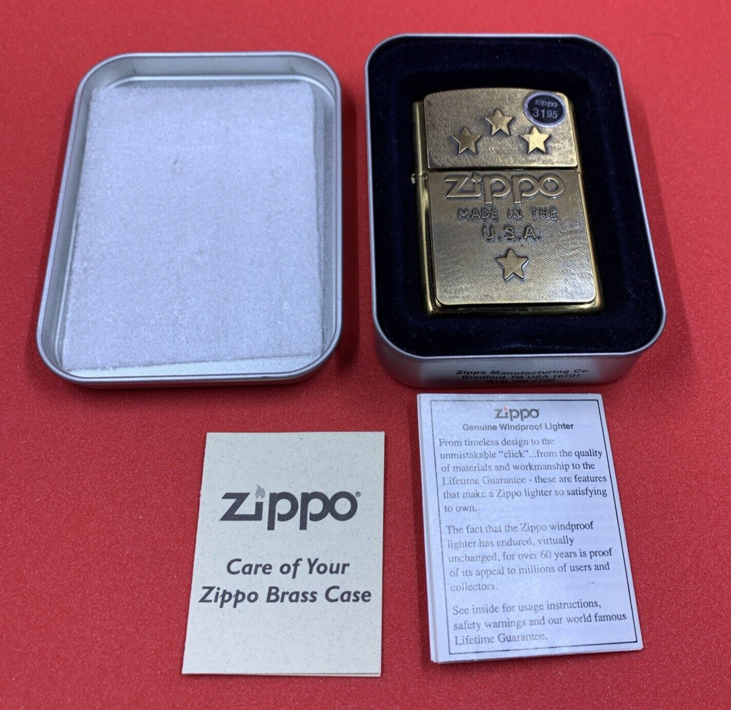 BARRETT SMYTHE ZIPPO 1997 HP Brass 4 Star Surprise New in Tin 254BBS B16