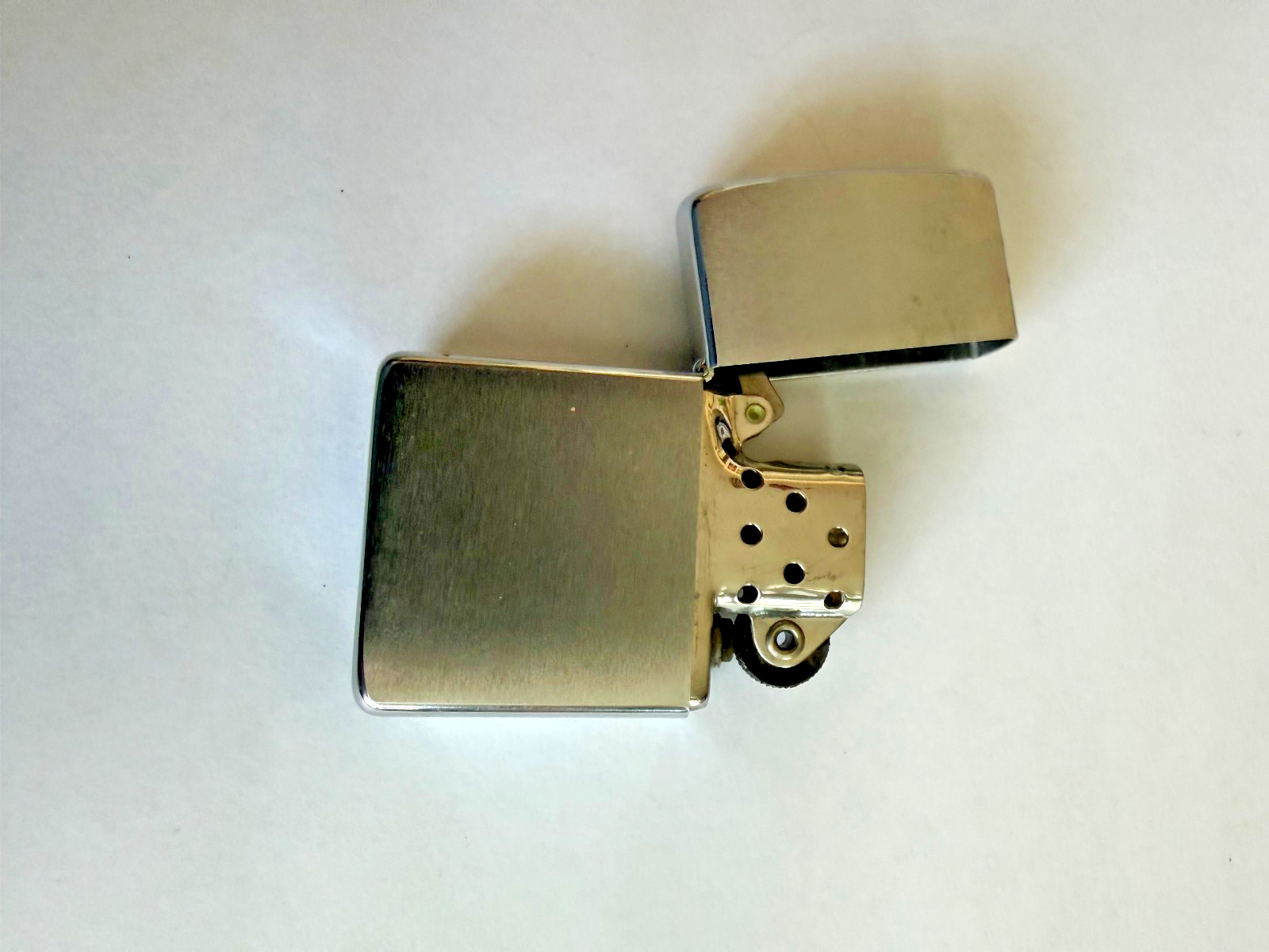 Vintage Zippo Brushed Chrome Lighter w/ Red Stripe Box 1950-1957 MINT NEVER USED