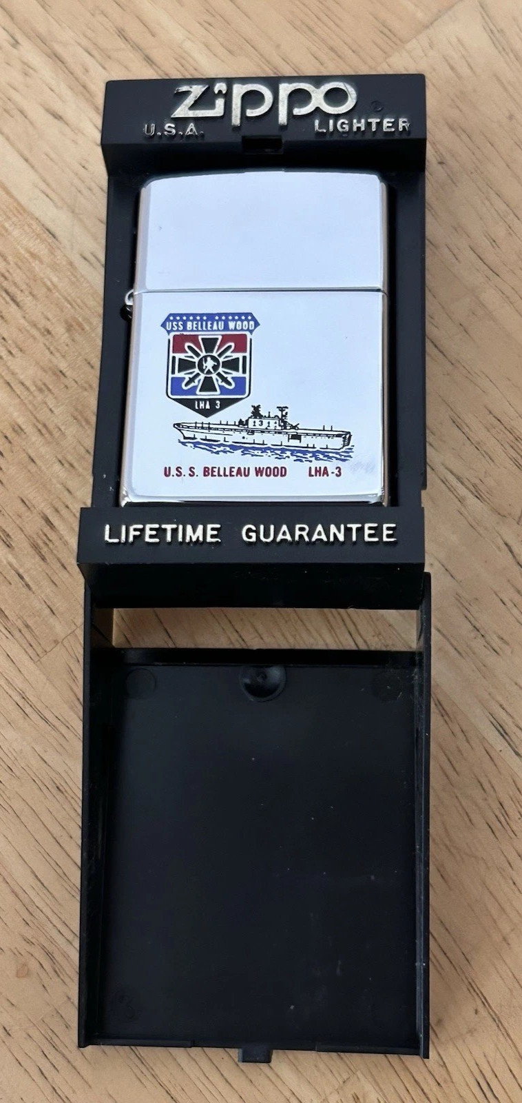 ZIPPO MILITARY LIGHTER NEVER USED IN BOX US S BELLEAU WOOD LHA-3