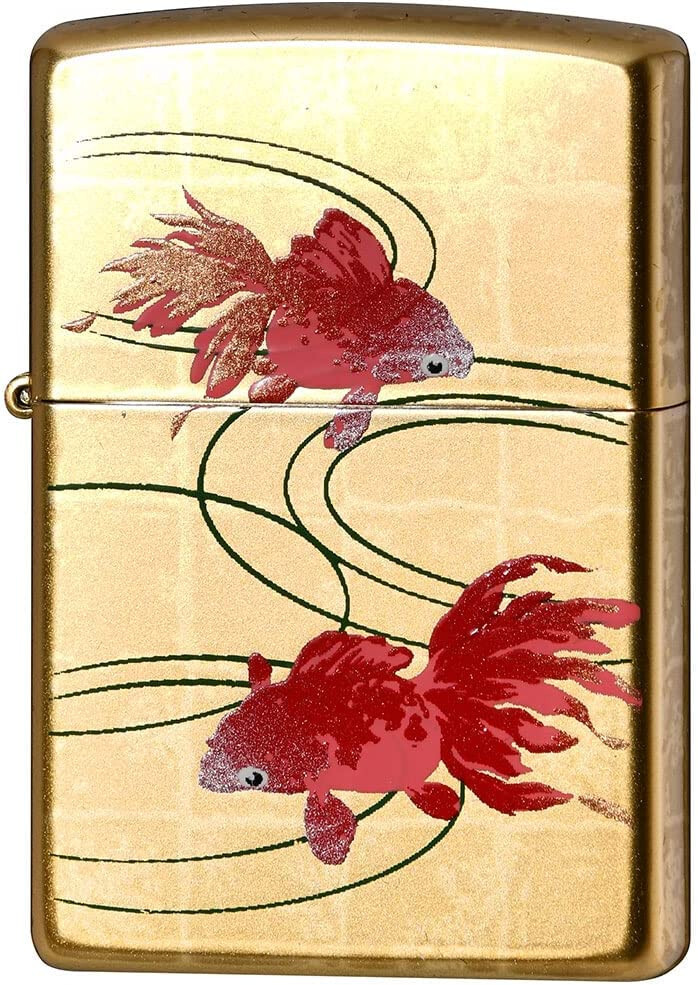 Zippo Swimming Goldfish Real Gold Leaf Plating Japan Limited Oil Ligter Wagara