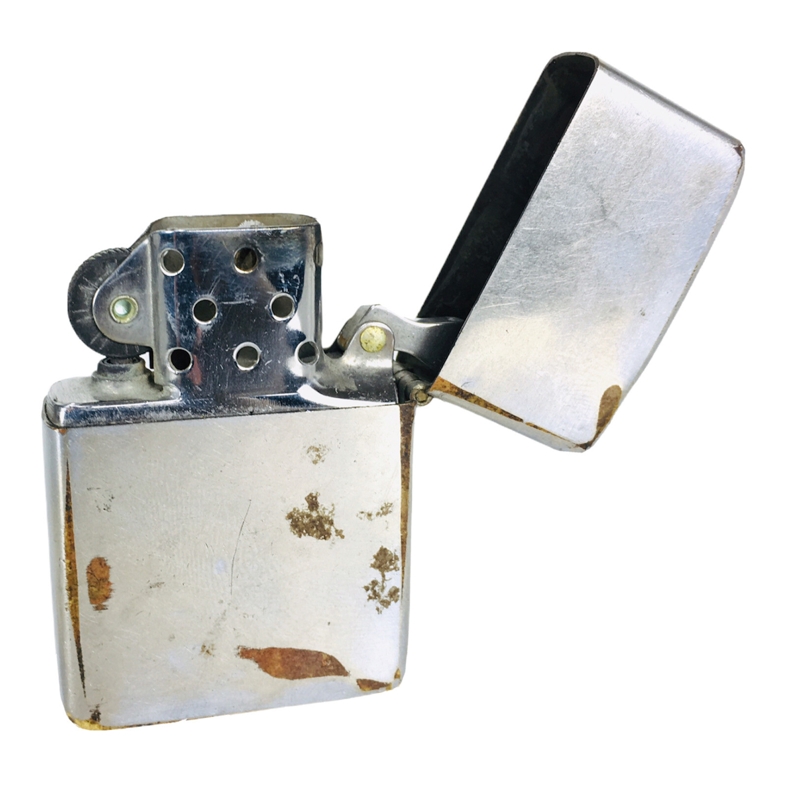 Bradford Zippo 70s Vintage Brass Lighter Case Brushed Chrome Steel Insert