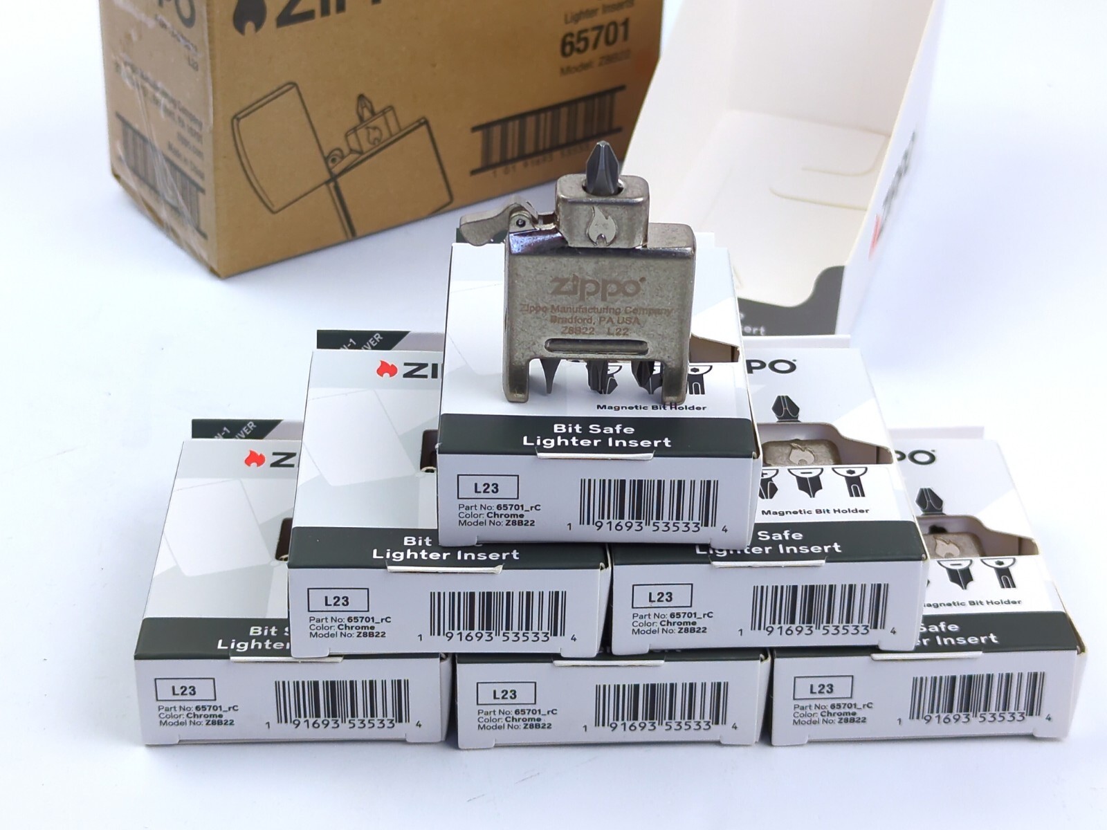 6pk Zippo BIT SAFE 4-in-1 Magnetic SCREWDRIVER Bit Lighter Insert, 65701 – NEW!
