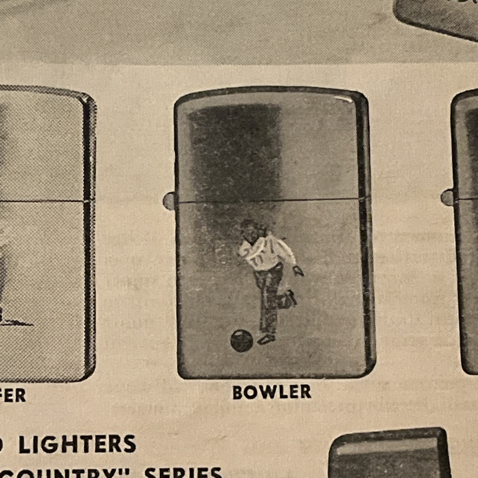 1958 ZIPPO LIGHTERS “Sports” Themed Print Ad Advertisement • Rare Ad