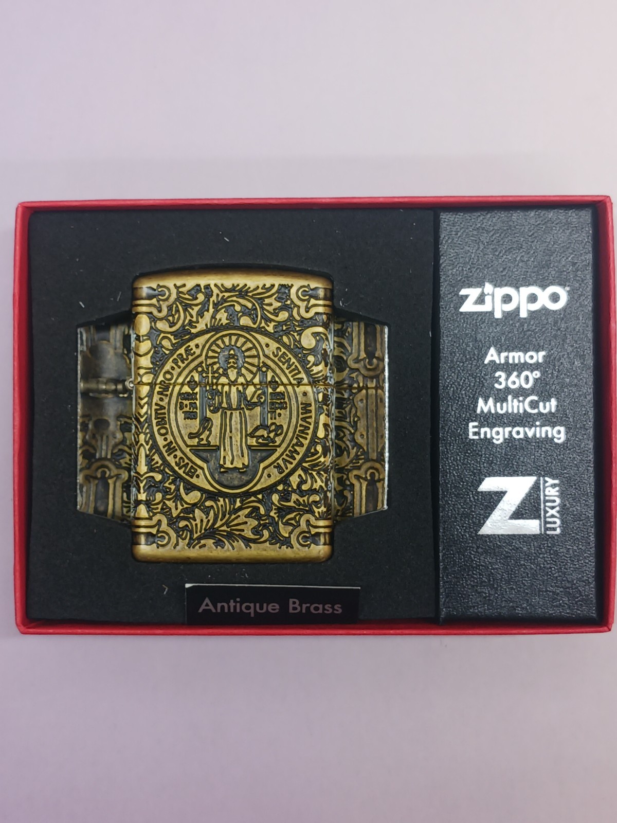 Zippo 29719 St Benedict Design Antique Brass Armor