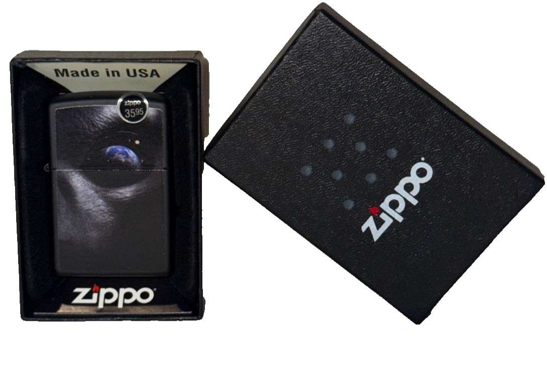 Zippo Alien Design Black Matte UFO Sci-Fi Windproof Pocket Lighter New