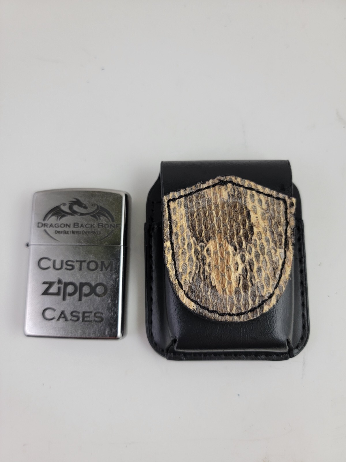 Real Rattlesnake skin ZIPPO lighter case Pouch holder all handmade natural color