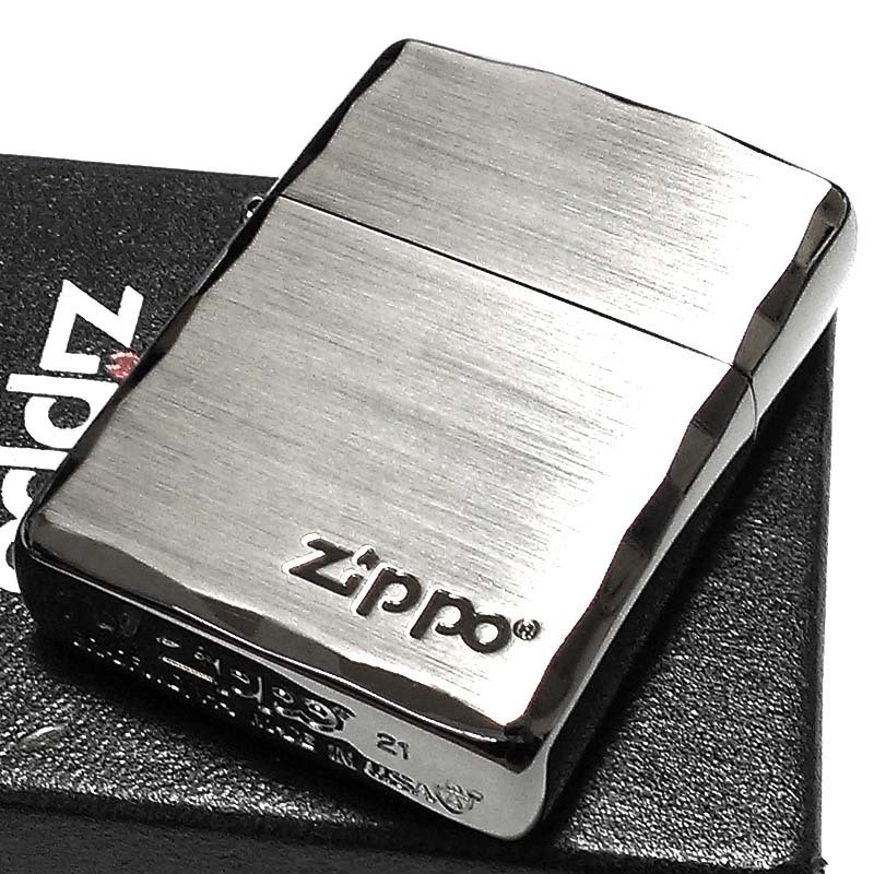 ZIPPO Lighter Armor Zippo Logo Silver Satin Black Double Sided Corner Engraving