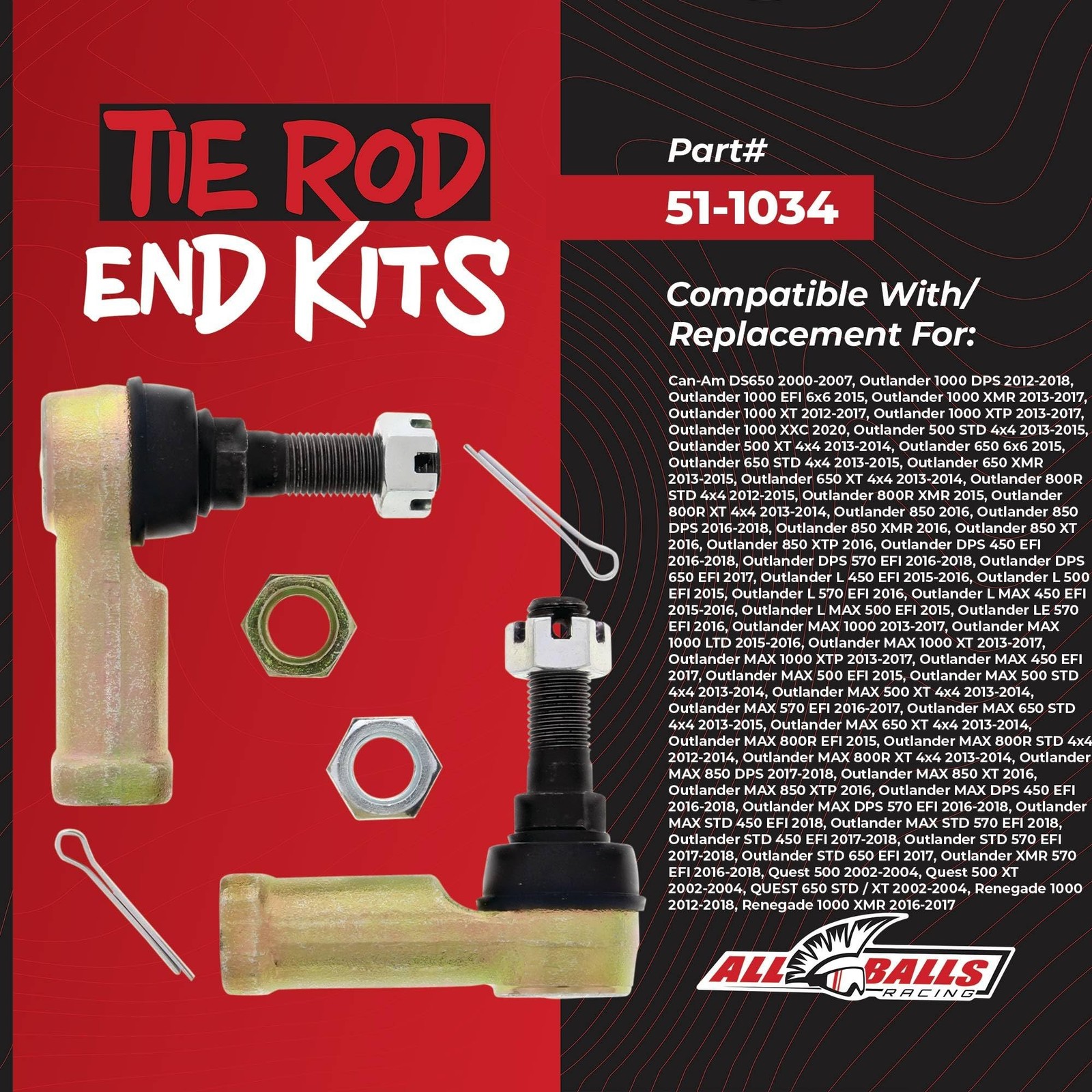 All Balls Racing Tie Rod End Kit compatible with/replacement for – Outer Only…