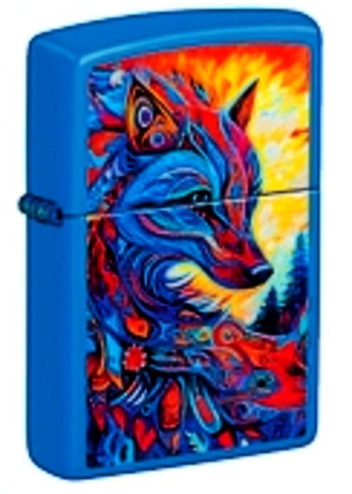 Cool Colorful Pop Art Fox Blue Zippo Lighter