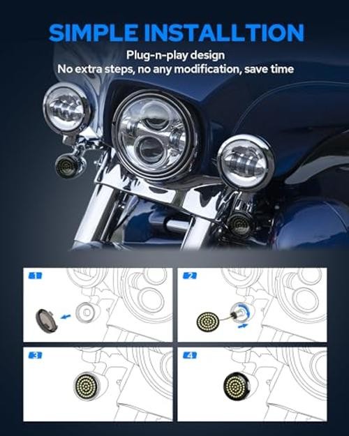 New 1157 LED Motorcycle Front Turn Signals Bulbs 2 Inch Bullet Lights with