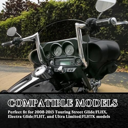 Pre-wired 1 1/4″ Fat Ape Hangers Street Glide Rise Handlebars for 14″ Chrome