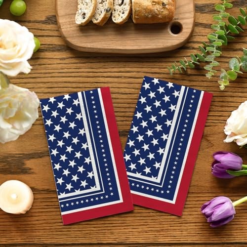 50 Patriotic 4th of July Disposable Paper Decorative 50pc ; 4.3 X 7.9 inches
