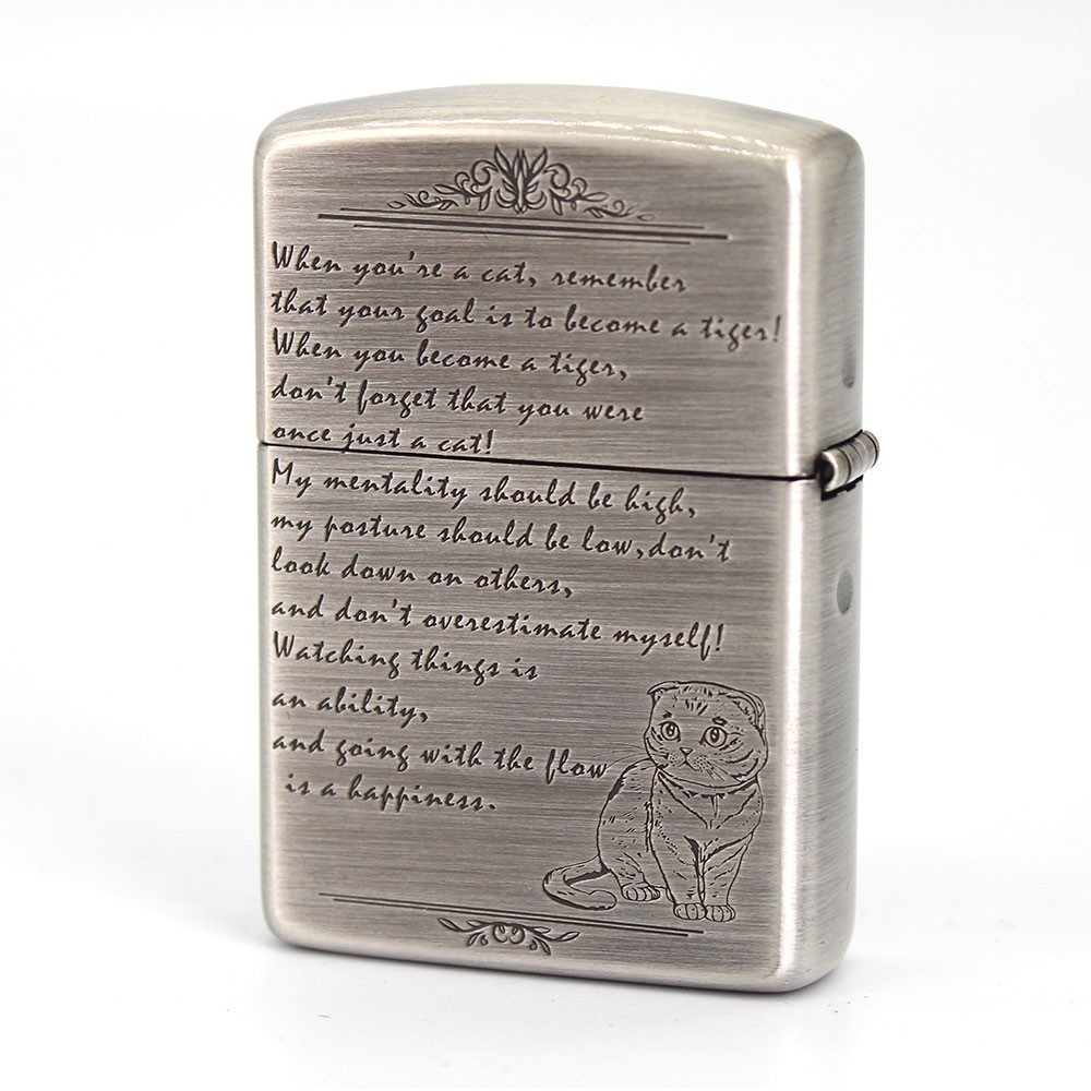 Zippo lighter 162 Armor Custom 3D Rendering/ Epoxy Inlay: Tiger in Kitten` Heart