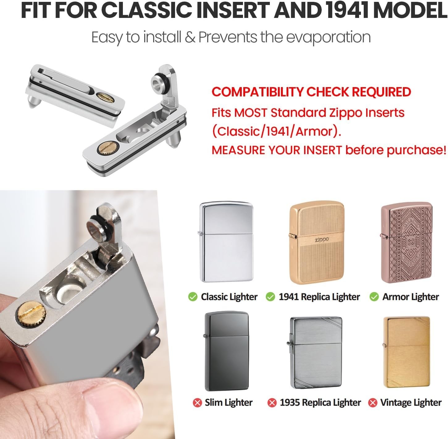 Durable Metal Gasket Seal for Zippo Lighters with Flint Slot & Felt Pad