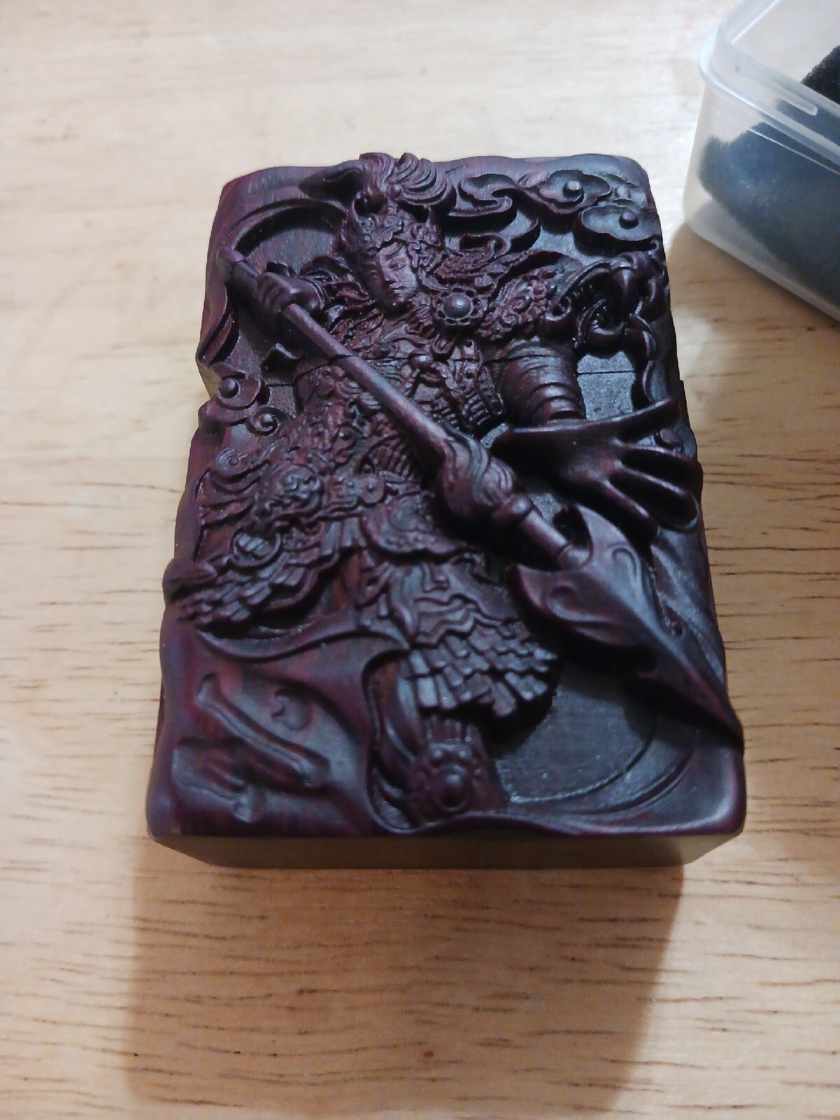 Carved Wooden Warrior Zippo Lighter Case Cover Traditional Original Insert Z8A19