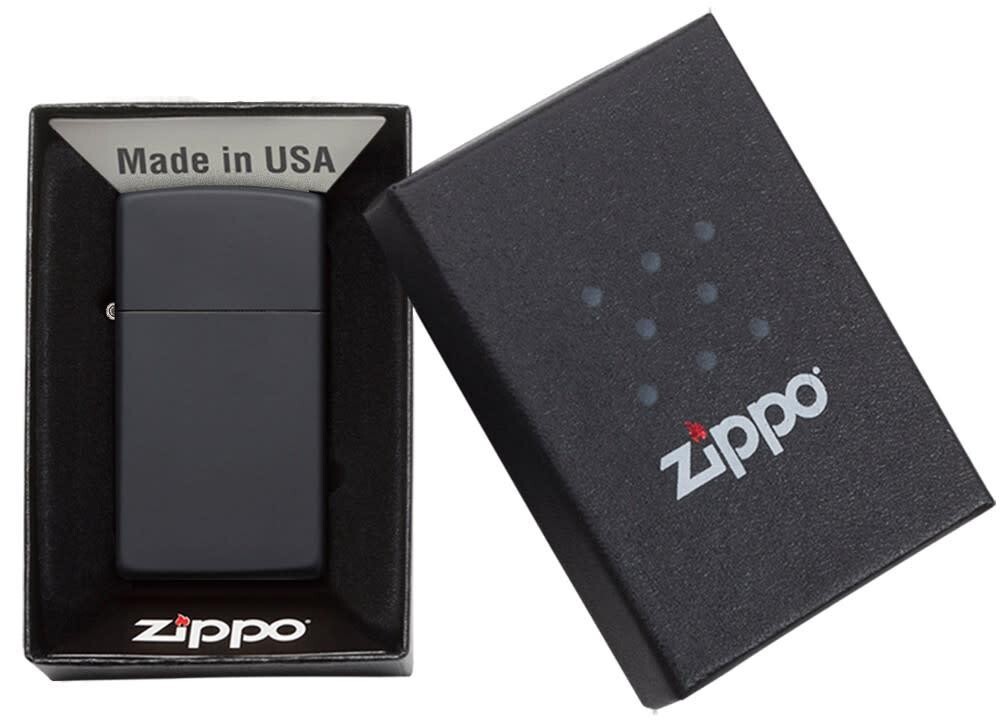 Zippo 1618, Classic Black Matte Finish Lighter, Slim Size, NEW